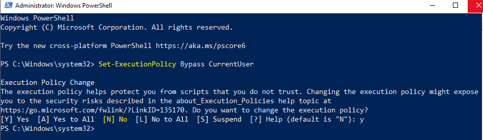 PowerShell Execution Policy Screenshot